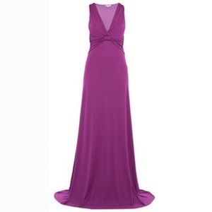NWOT Etro Purple Deep V Maxi Dress Gown